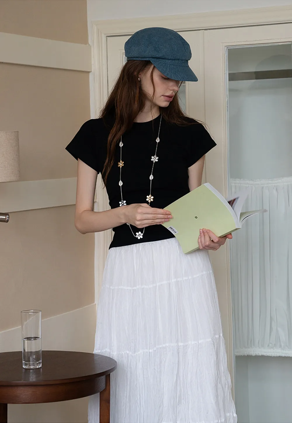 Tiered Crinkled Maxi Skirt