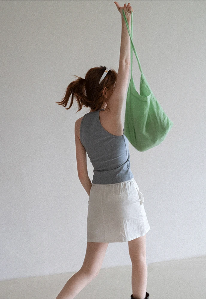 Women’s Drawstring Waist Cotton Mini Skirt