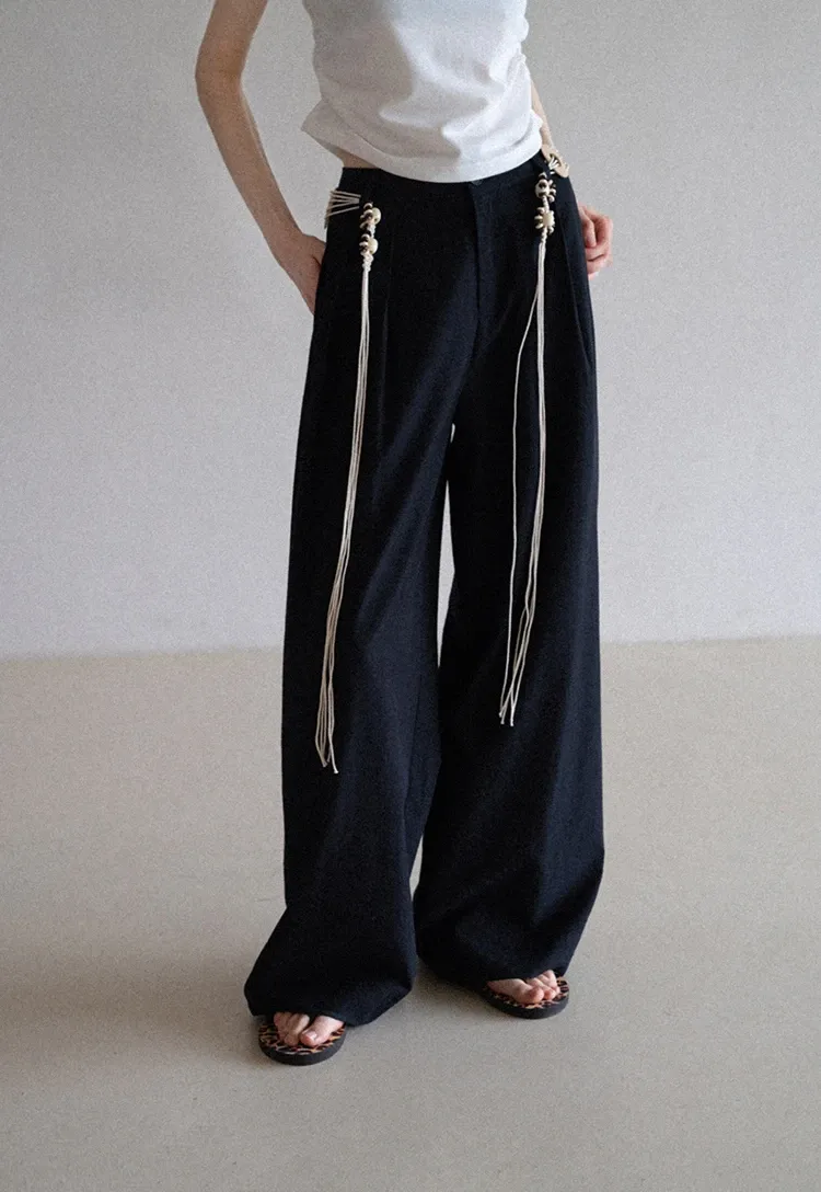 Boho Shell Tassel Wide Leg Pants