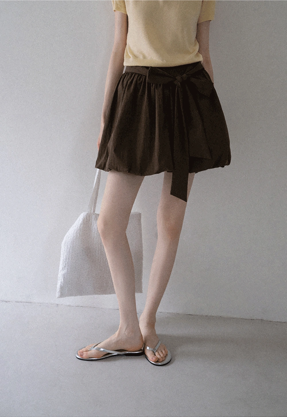 Women's Polka Dot High Waist Mini Skirt with Bow Tie