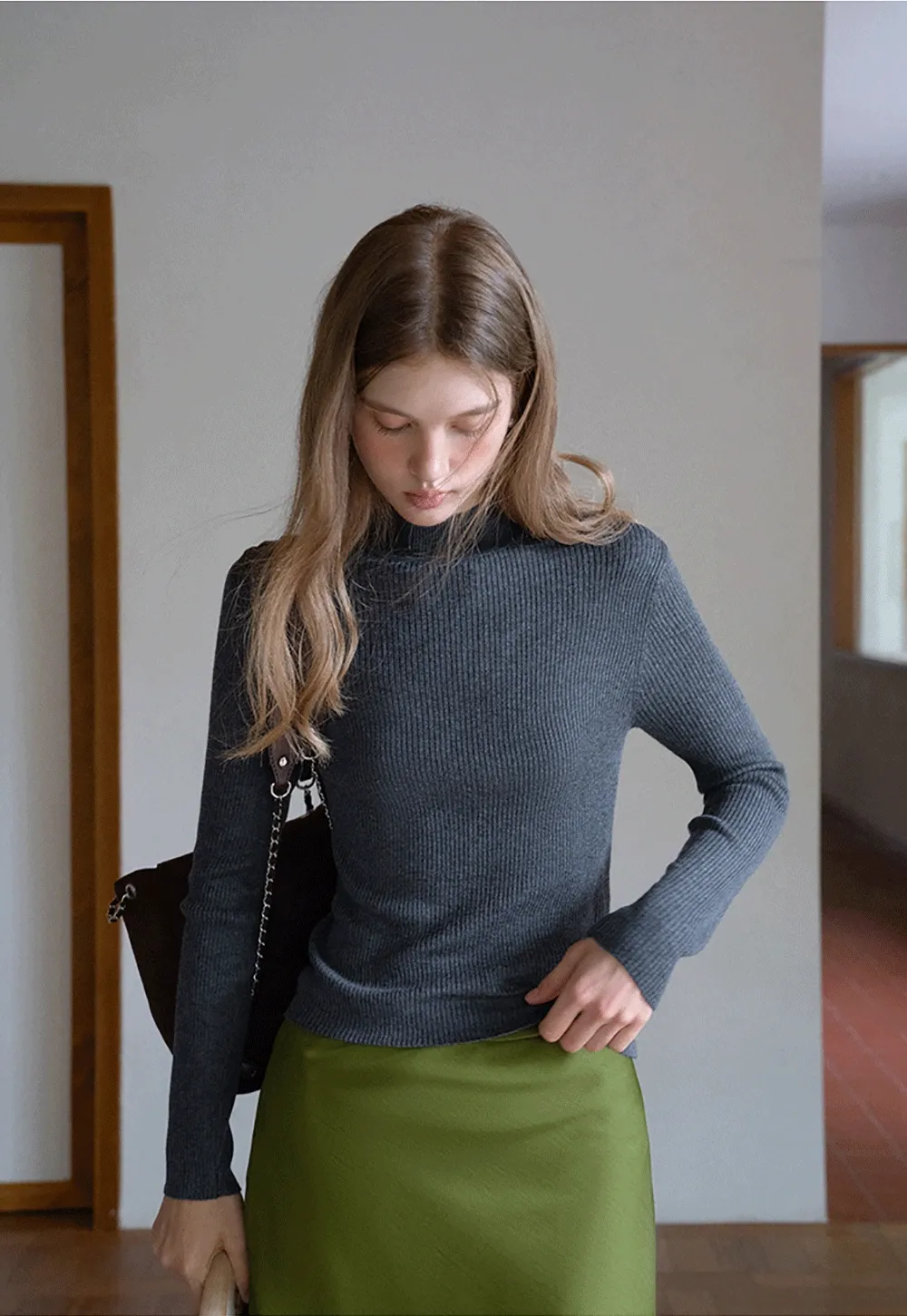 Women’s Ribbed Knit Turtleneck Sweater Top