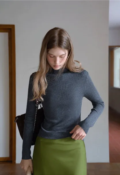 Women’s Ribbed Knit Turtleneck Sweater Top