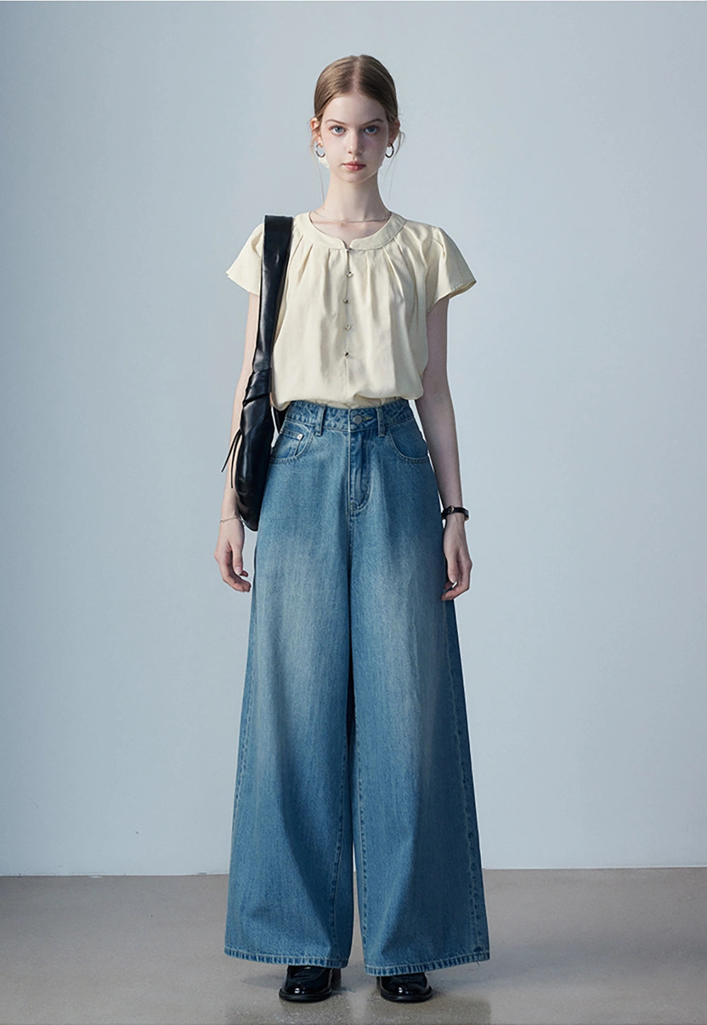 Roko　HOUGA jean frill belt Women's High Rise Wide Leg Jeans – EGGKA