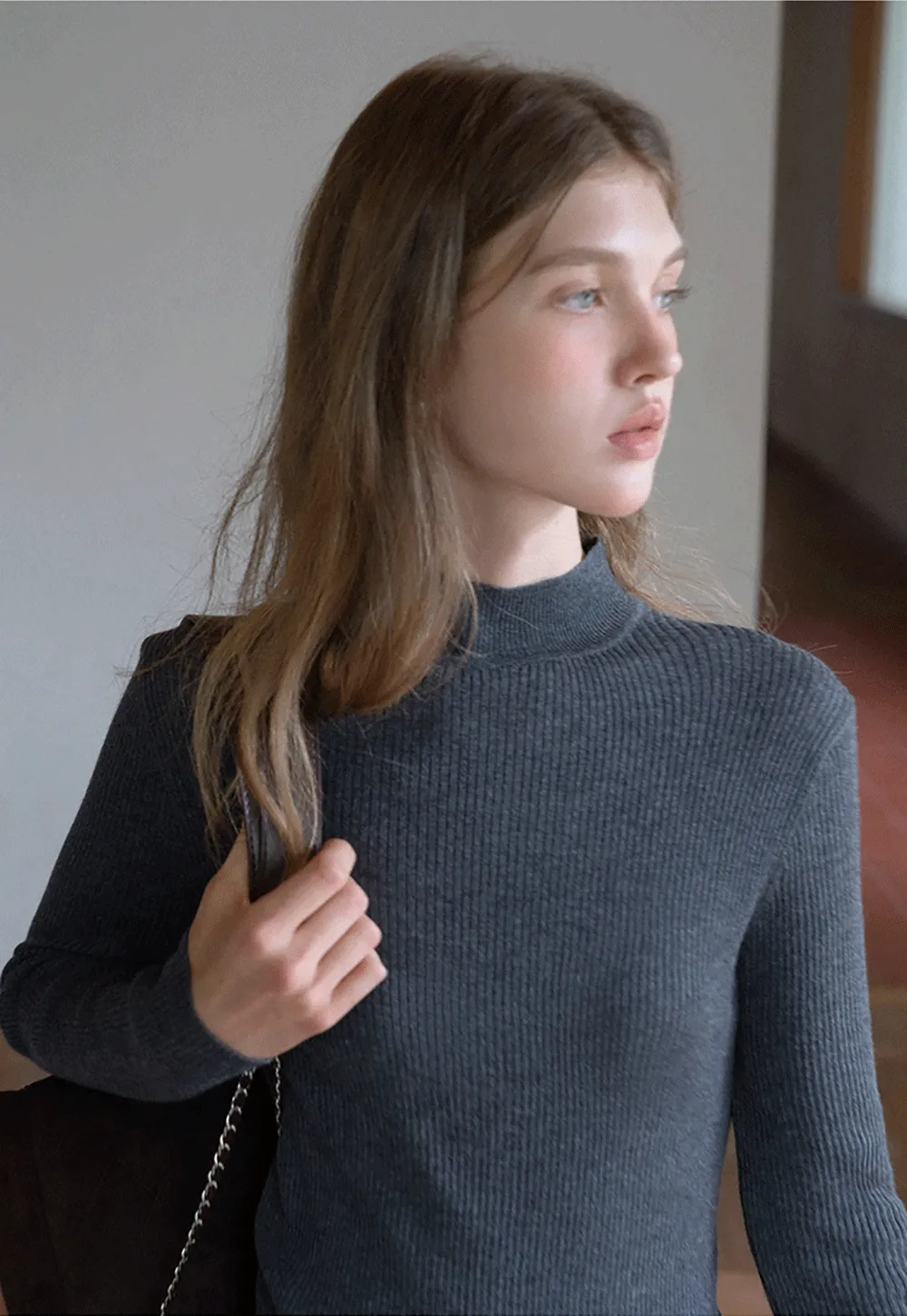 Women’s Ribbed Knit Turtleneck Sweater Top