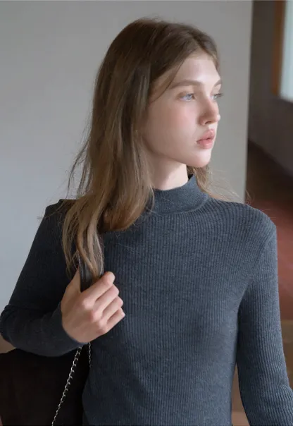 Women’s Ribbed Knit Turtleneck Sweater Top