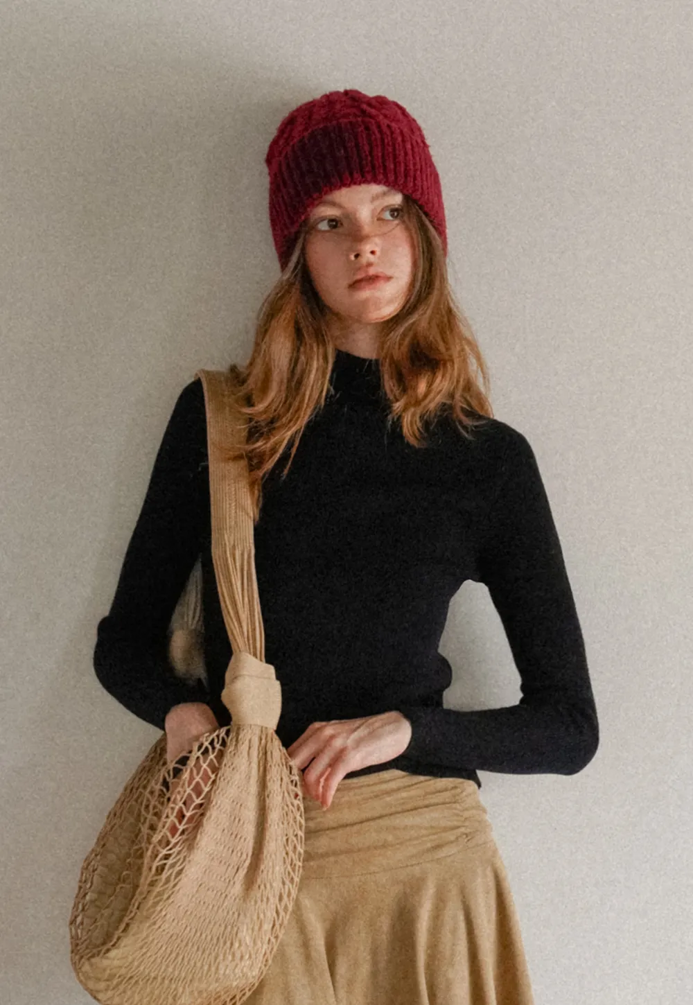 Mock Neck Ribbed Knit Sweater