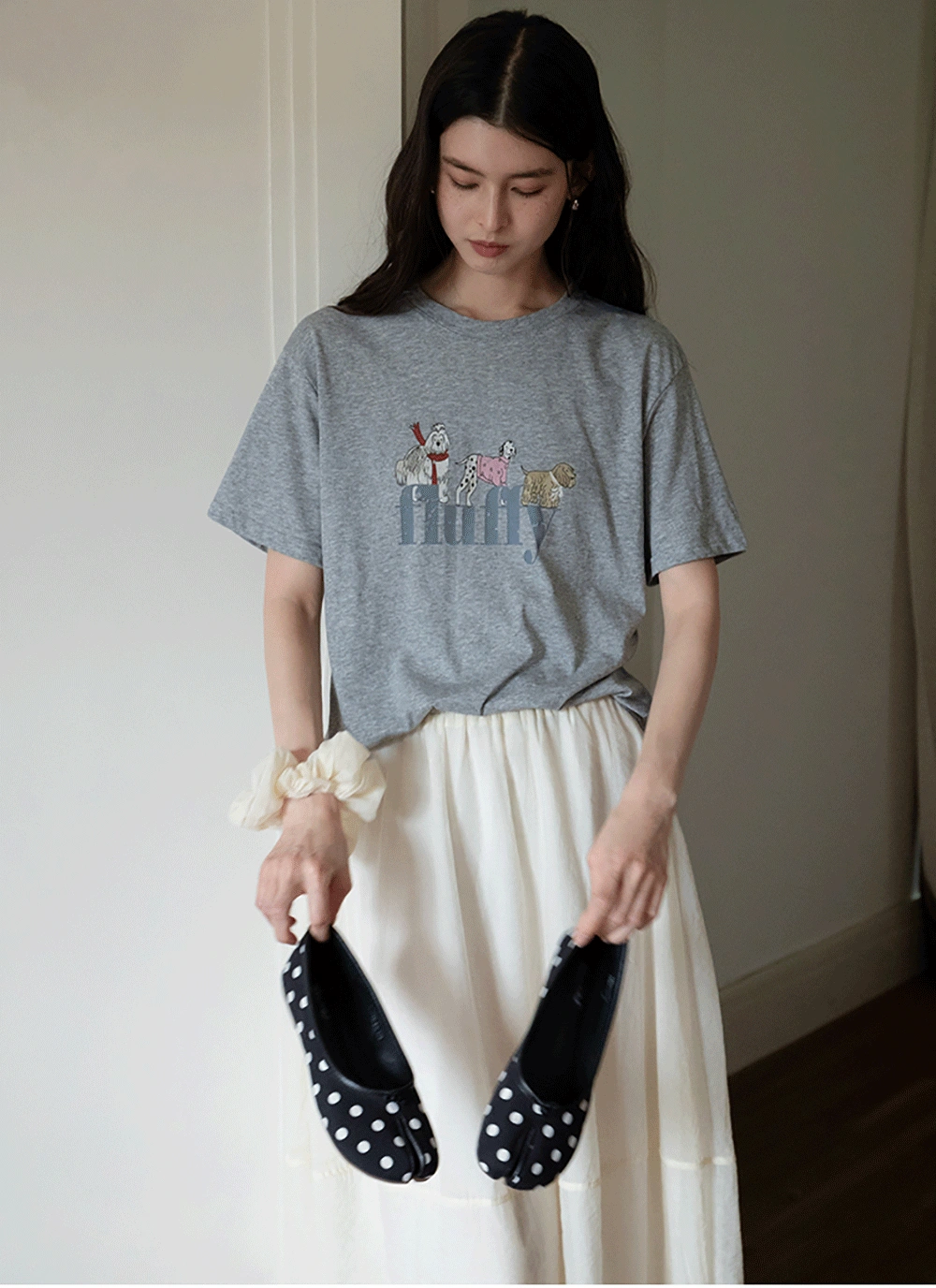 Women’s Elastic-Waist Flowy Midi Skirt