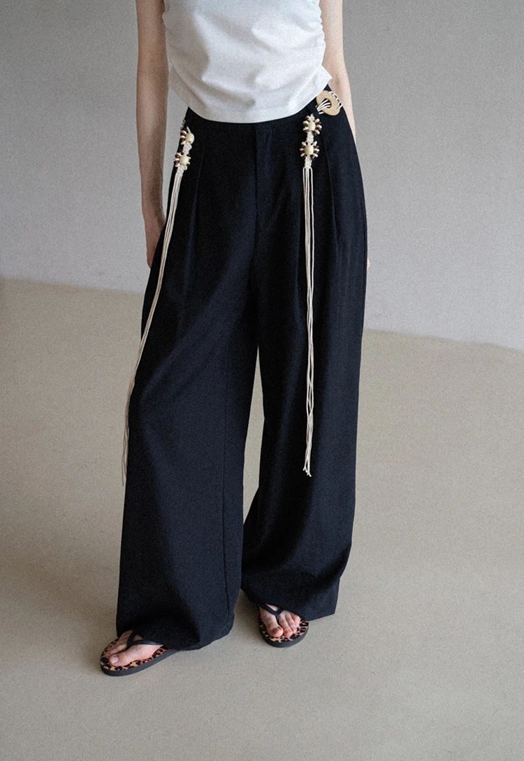 Boho Shell Tassel Wide Leg Pants
