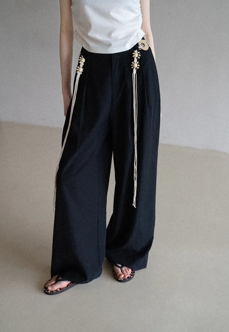 Boho Shell Tassel Wide Leg Pants