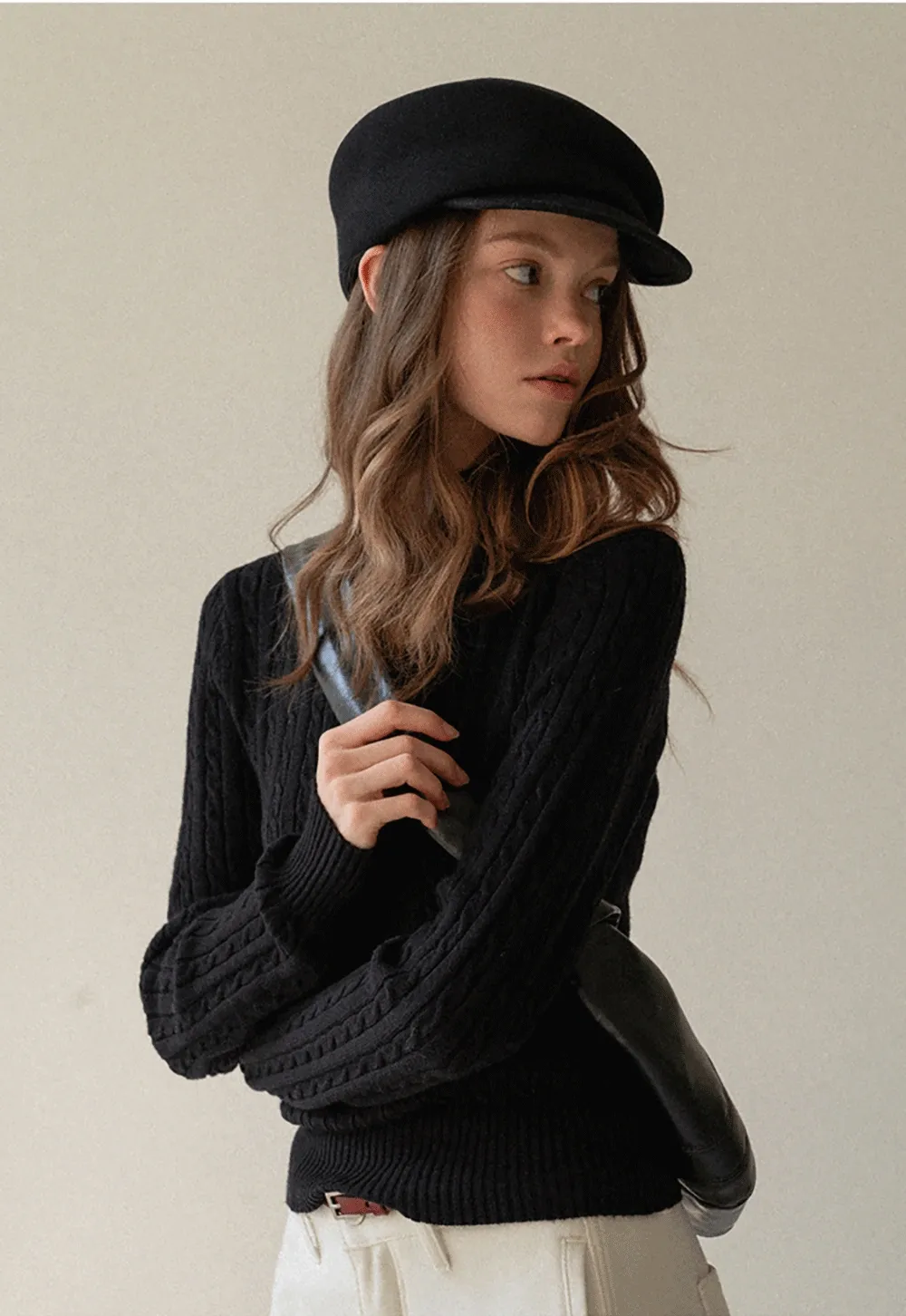 Soft Ribbed Knit Sweater with Cropped Fit