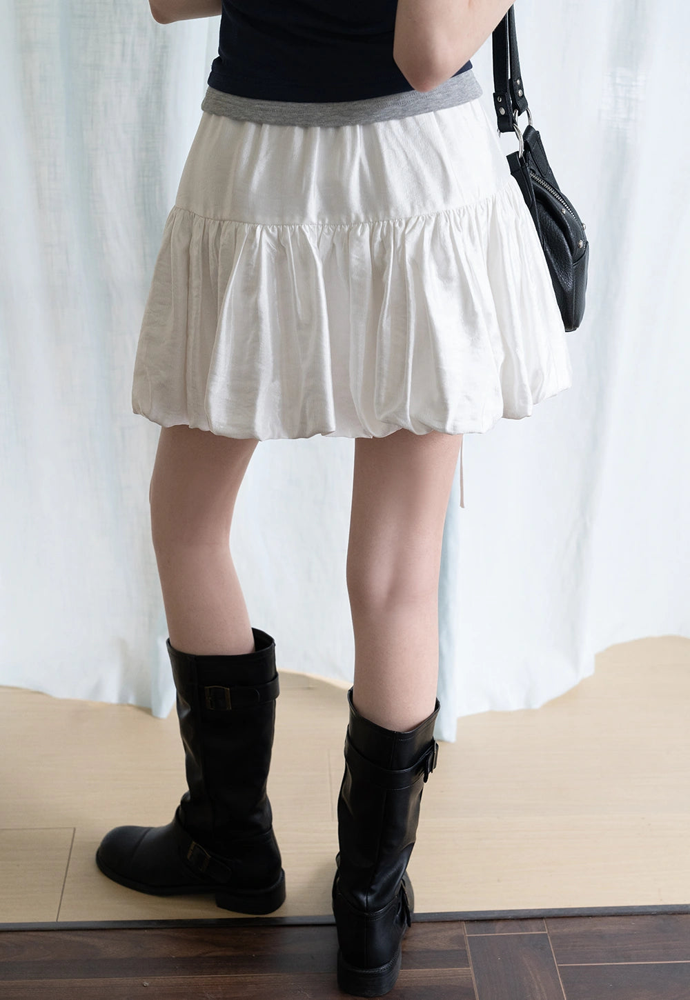 Tiered Bubble Mini Skirt