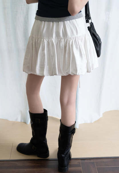 Tiered Bubble Mini Skirt