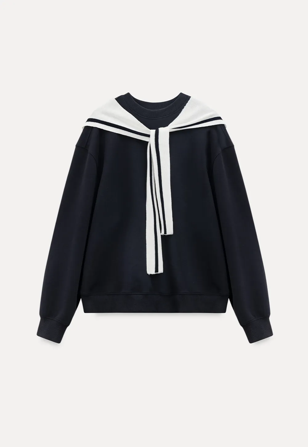 Sailor collar sweatshirt scarf shawl skirt set