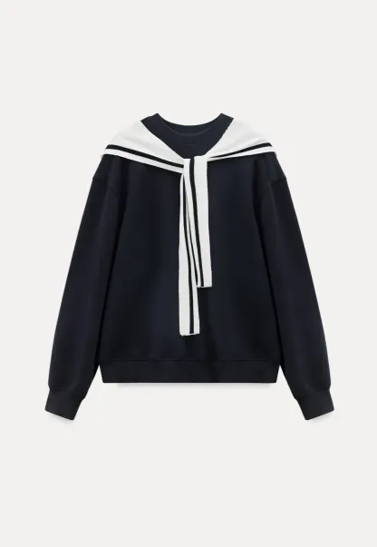 Sailor collar sweatshirt scarf shawl skirt set