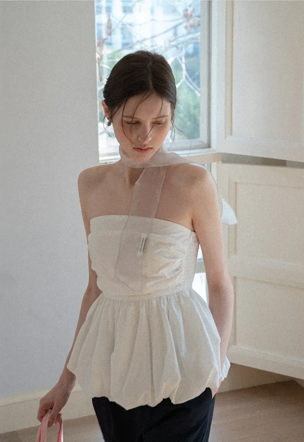 Smocked Waist Checkered Tank Top