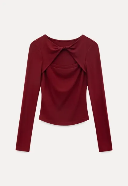 Long sleeve top with front cutout detail