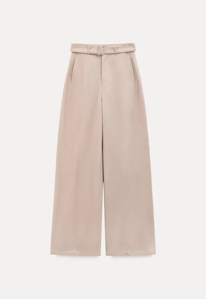 Wide Leg Casual Pants with Belted Waist