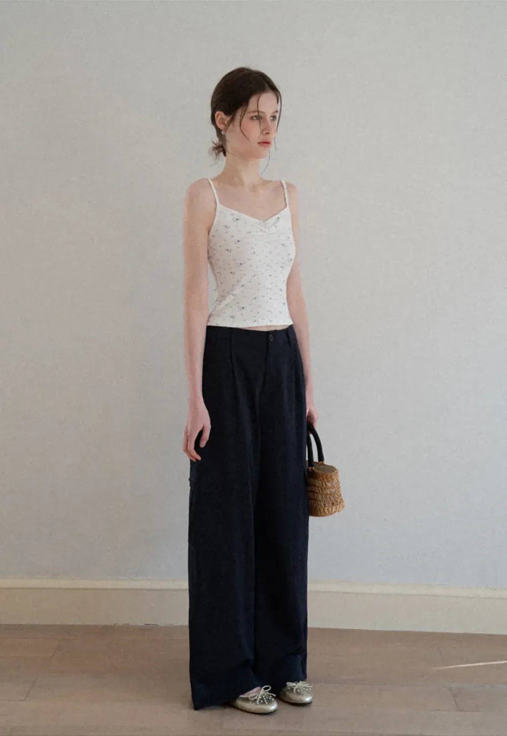 Wide Leg Pleated Casual Pants