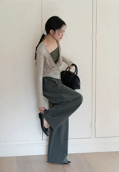 Wide Leg High Waist Casual Pants
