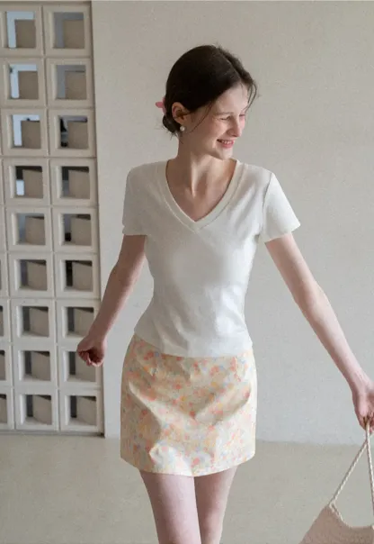 Floral Print Mini Skirt with Fitted Waist