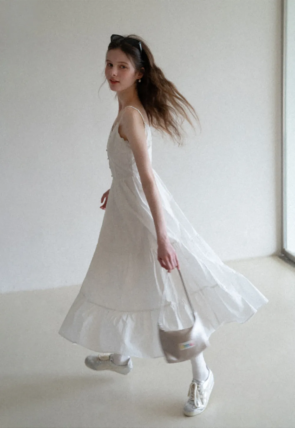 Lace Trimmed Tiered Strap Dress