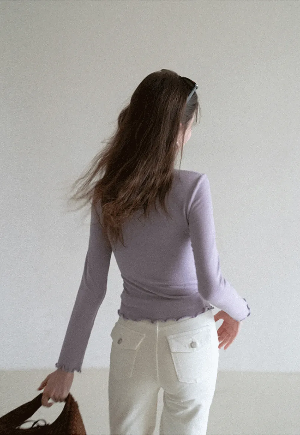 Elegant High Neck Long Sleeve Top with Ruffle Detail