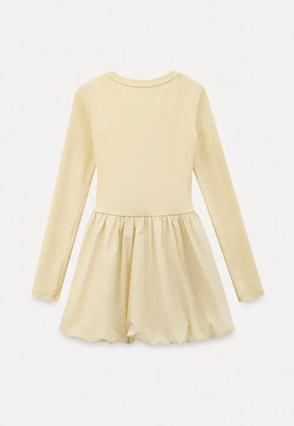 V neck long sleeve dress with flared skirt