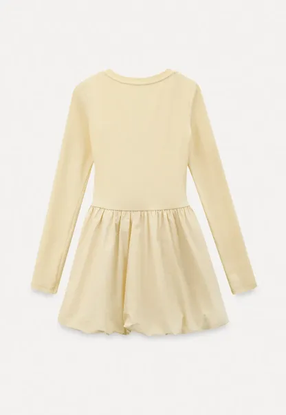 V neck long sleeve dress with flared skirt