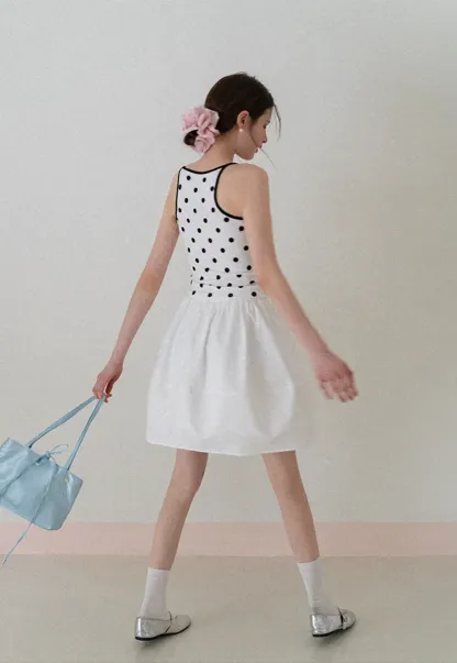 Polka Dot Tank Top with Thin Straps