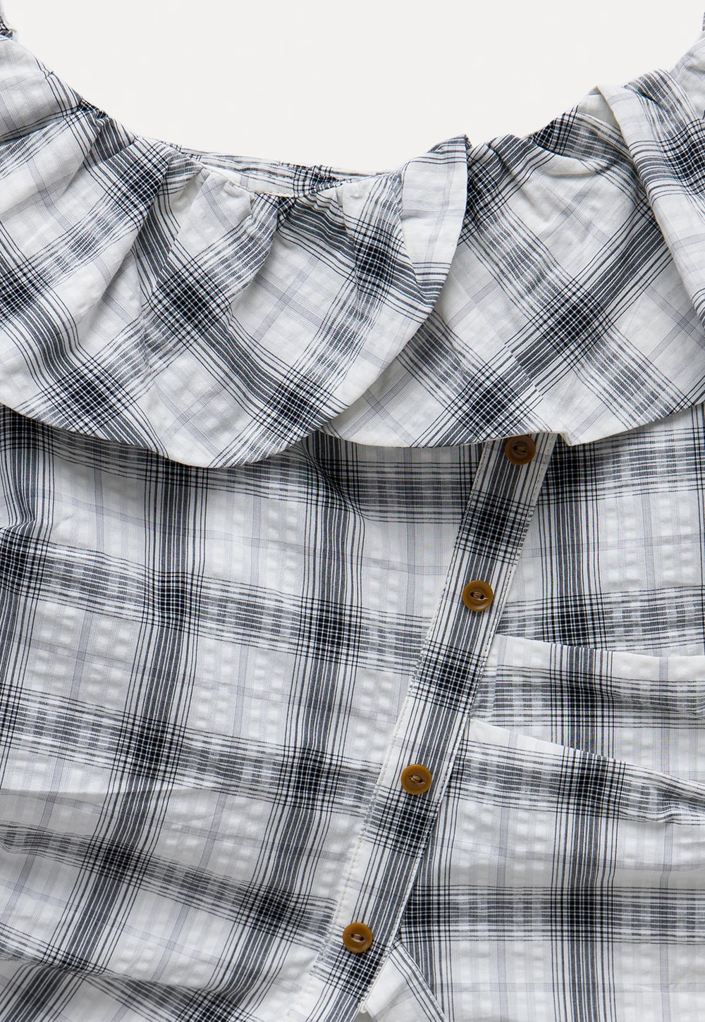 Off-Shoulder Plaid Ruffle Top