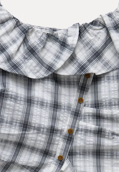 Off-Shoulder Plaid Ruffle Top