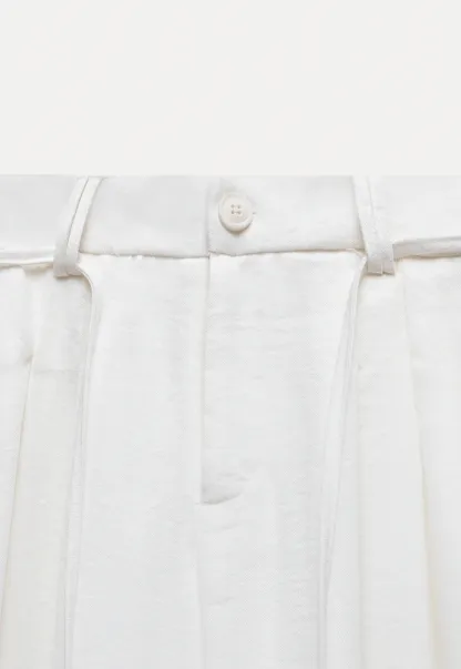 Off-Shoulder Fold-over Top + Pleated Tie-Waist Trousers