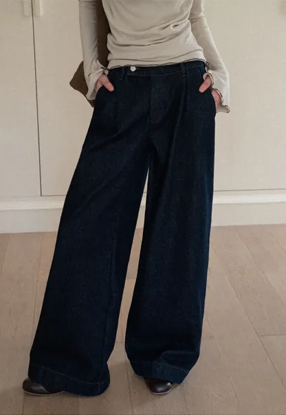 Dark Denim Wide-Leg Pants