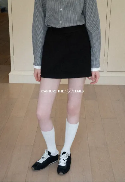 Elegant High Waist Mini Skirt with Belt Detail