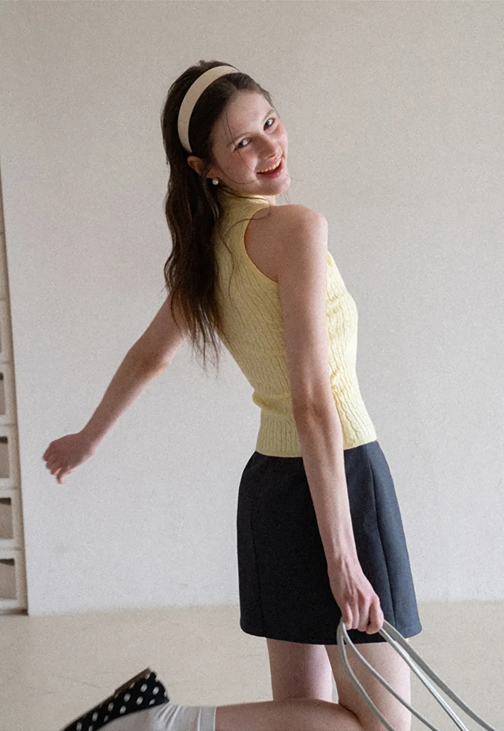 Knit Sleeveless Top with Front Bow Detail