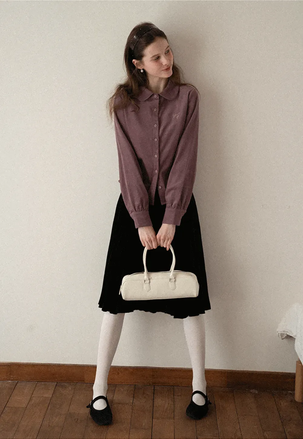 Velvet Pleated Mini Skirt