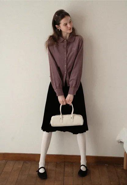 Velvet Pleated Mini Skirt