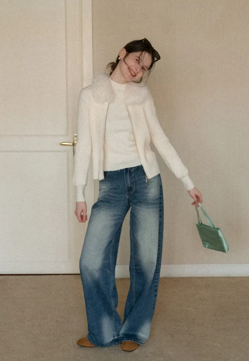 Cable Knit Sleeveless Top with High Neck Design