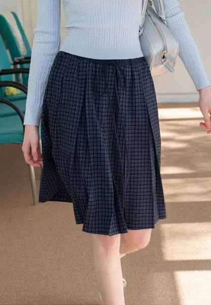 Pleated Drawstring Waist Skirt