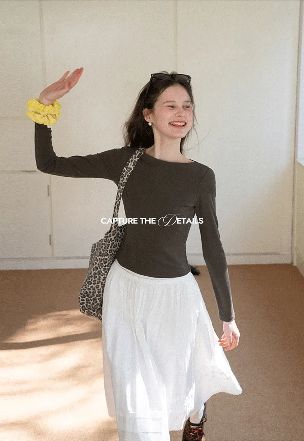 long sleeve boat neck slim fit top