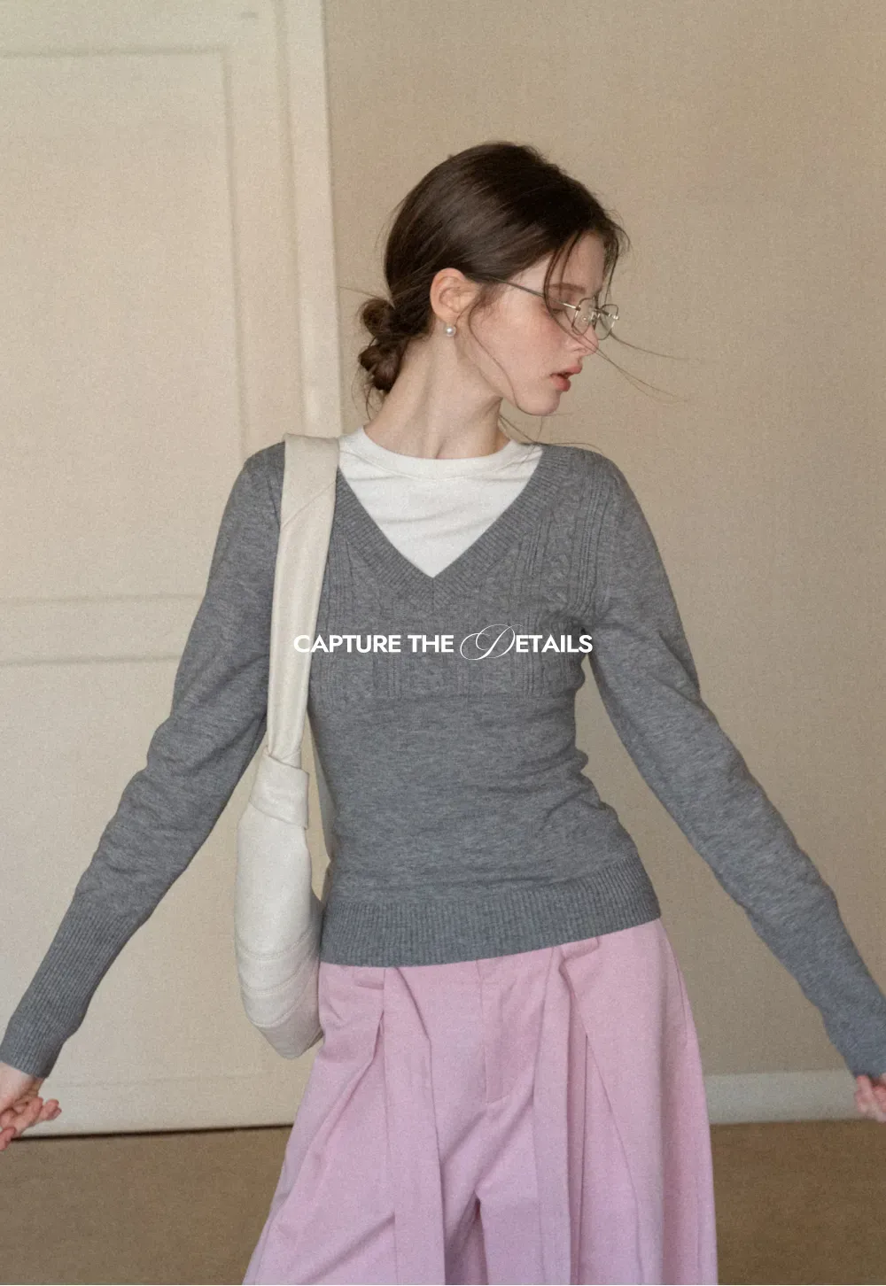 V Neck Long Sleeve Knit Sweater