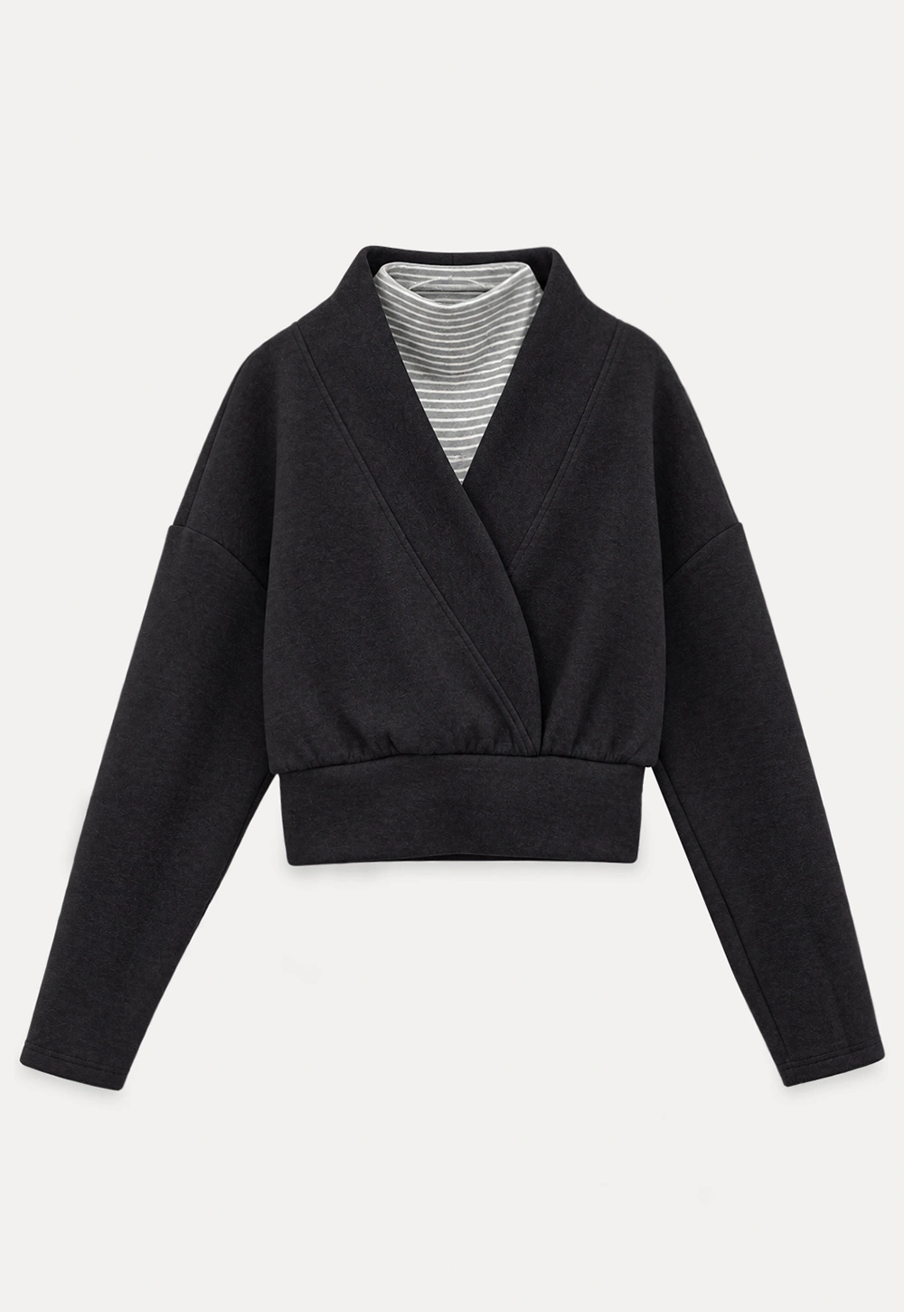 Cropped Open Front Cardigan and Wide Leg Drawstring Pants