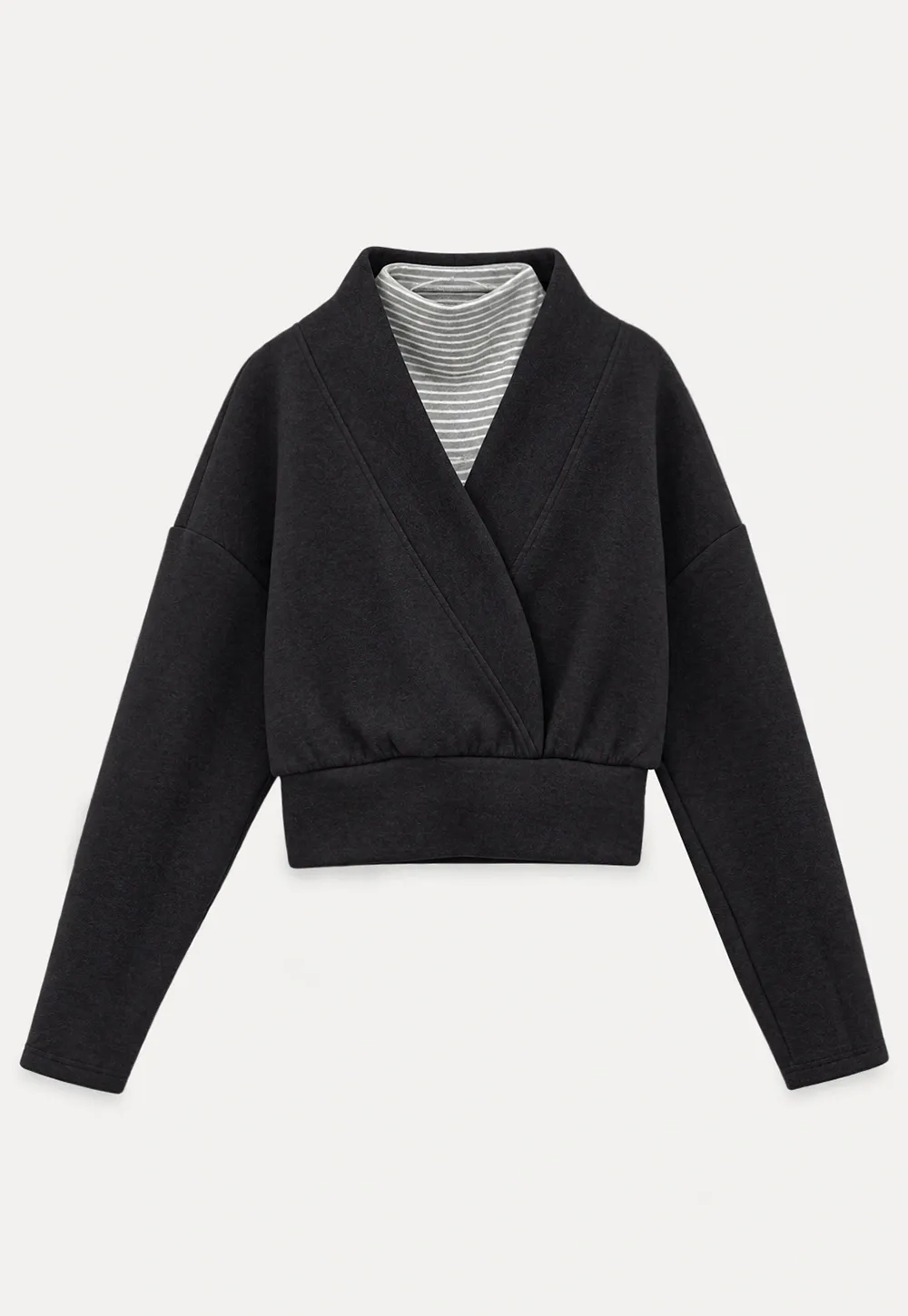 Cropped Open Front Cardigan and Wide Leg Drawstring Pants