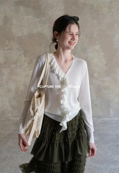 Tiered Ruffled Sheer Skirt with Drawstring Waist