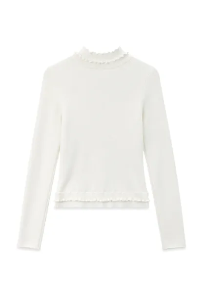 High Neck Ribbed Knit Sweater