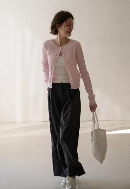 Cable Knit Long Sleeve Sweater Top