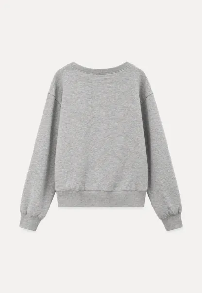Off Shoulder Sweatshirt with Heart Graphic Print