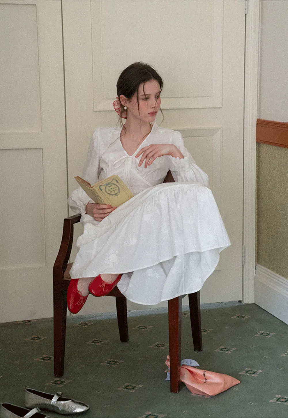 Shirt with ruffled sleeves and layered skirt