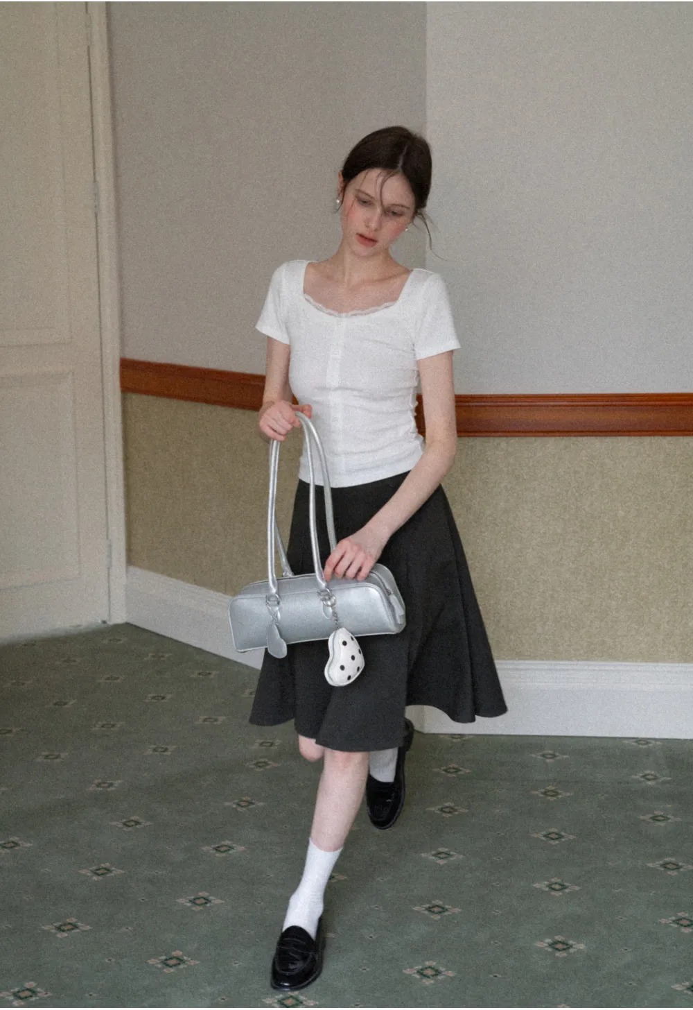 Pleated A-line Skirt with Waistband