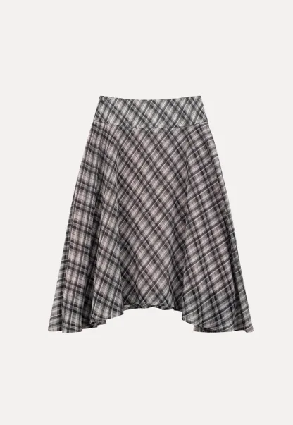 Plaid Pleated Midi Skirt